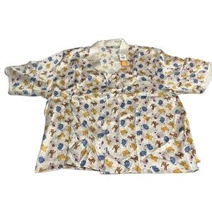 Walty Disney Worlds Size Large Winnie the Pooh PJ Pajama Top Only 100% Silk